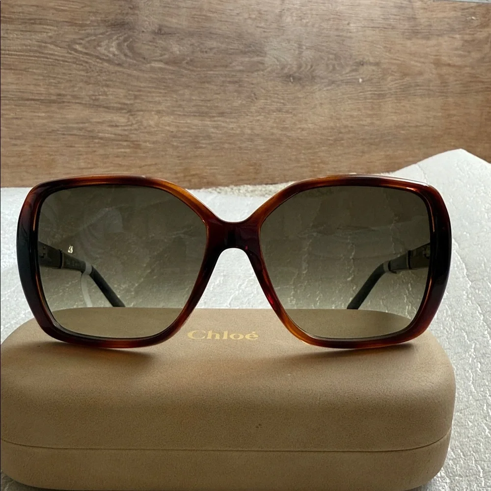 Chloe Oversized Brown Sunglasses - Picture 3 of 6